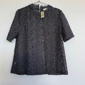 LOFT Charcoal Lace Blouse